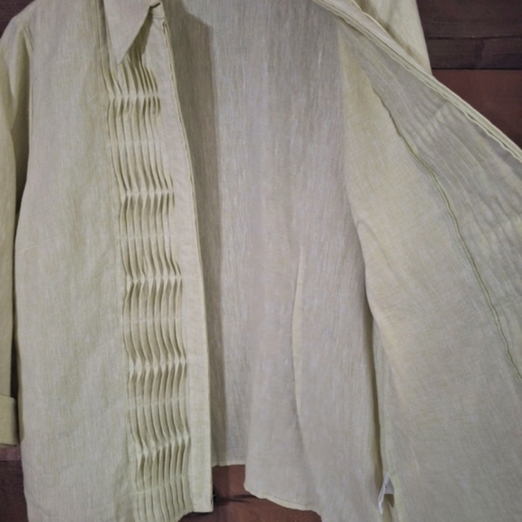 Coldwater Creek 100% Linen Light Green Zip Up Lightweight Jacket SZ Large - Picture 8 of 8